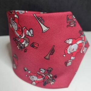 Dancing Santa Tie Christmas 100% Silk Red Italian Made Christopher Hayes